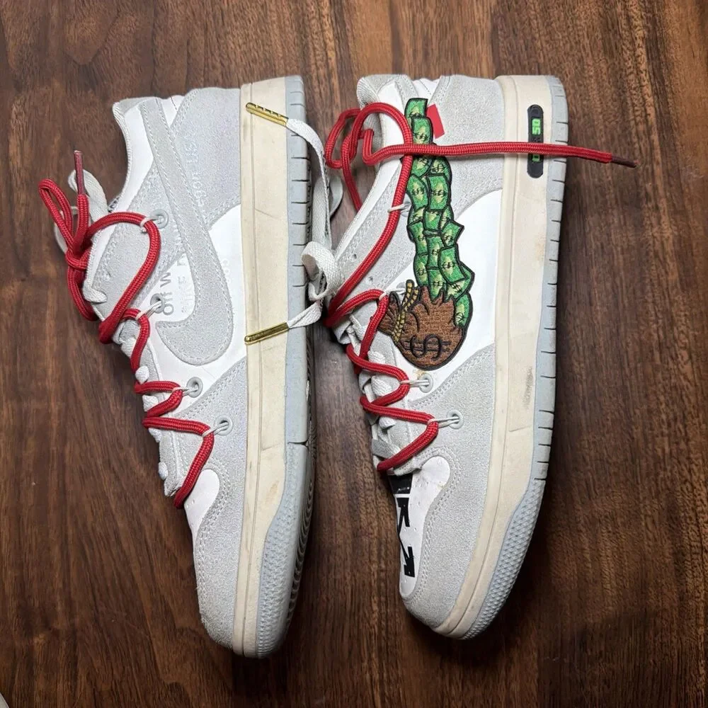 Customized Money Dollar Bill Nike White Dunks lot 01 50